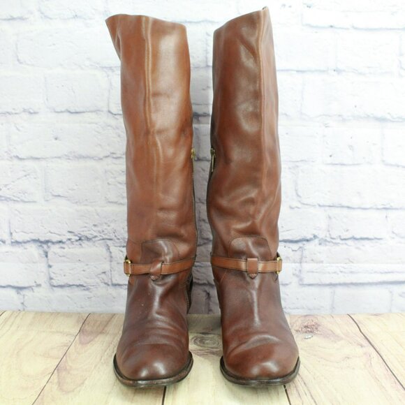 Coach Mysie Brown Tall Leather Knee High Riding Boots Shoes Pull On Size 8 - Picture 4 of 13